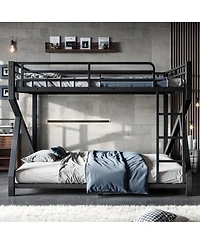 Streamdale Furniture Queen over Queen Metal Bunk Bed with Upgraded Support Slats