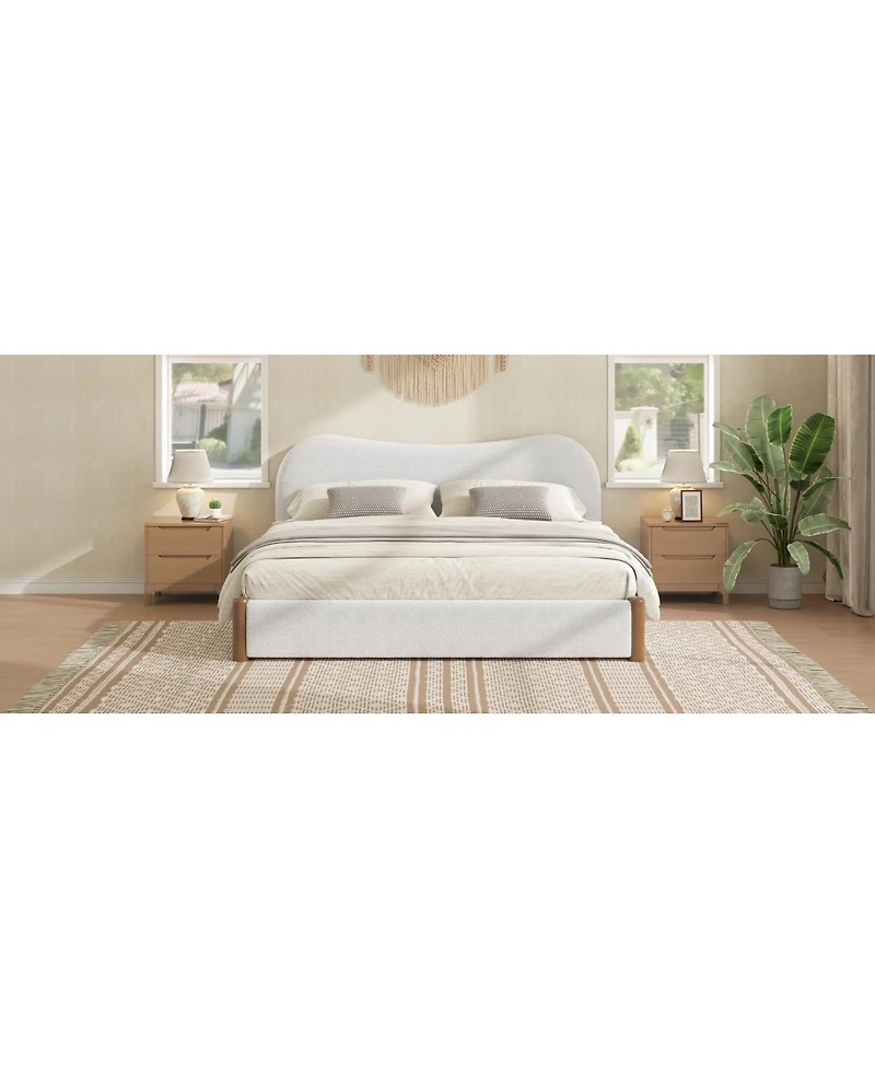 Streamdale Furniture Queen Size Upholstered Platform Bed with Wood Supporting Feet