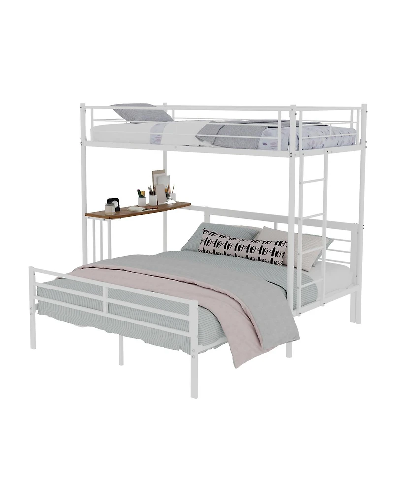 Streamdale Furniture Twin Over Full Metal Bunk Bed with Desk and Staircase