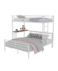 Streamdale Furniture Twin Over Full Metal Bunk Bed with Desk and Staircase