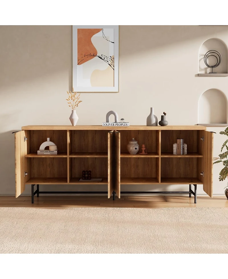 Streamdale Furniture 68'' Modern Scandinavian Led Sideboard Buffet Cabinet
