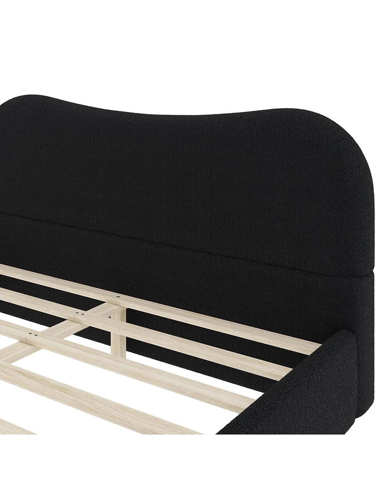 Streamdale Furniture Queen Size Upholstered Platform Bed with Wood Supporting Feet