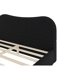 Streamdale Furniture Queen Size Upholstered Platform Bed with Wood Supporting Feet