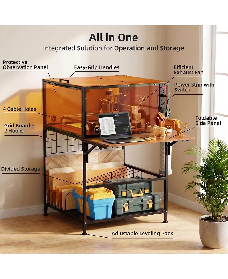 Streamdale Furniture Laser Engraver Enclosure with Exhaust Fan Foldable and Eye Protection