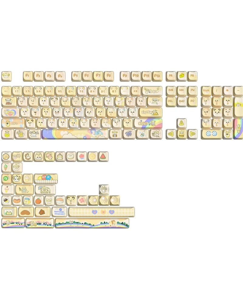 Lamicall Cute Cat Mao Profile Dye-Sub Pbt Full Keycaps Set