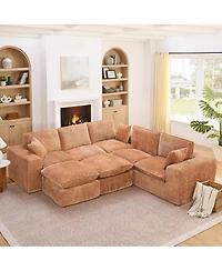 Streamdale Furniture 107'' Modern Boucle L-Shaped Sectional Sofa with Two Moveable Ottomans