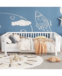 Streamdale Furniture Full Size Wood Platform Bed with Rails for Kids