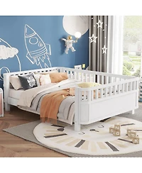 Streamdale Furniture Full Size Wood Platform Bed with Rails for Kids