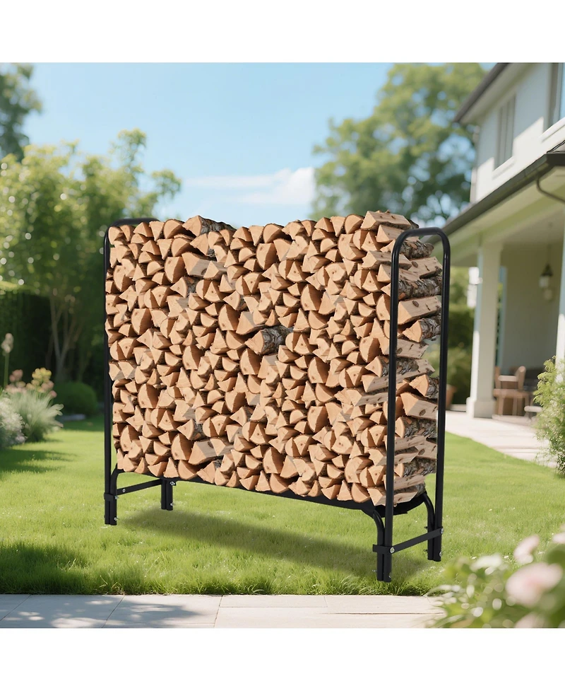 gaomon 4 Feet Firewood Rack, Steel Log Holder for Outdoor Storage, Patio, Fireplace and Backyard