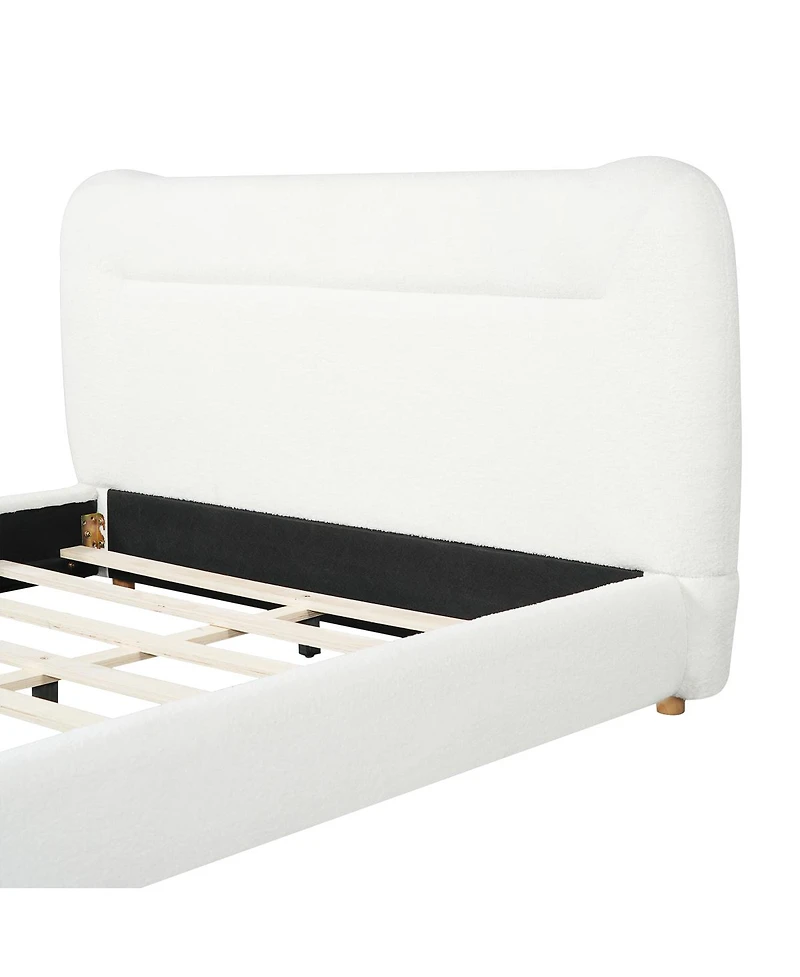 Streamdale Furniture Minimalist curved headboard teddy bear plush bed Queen