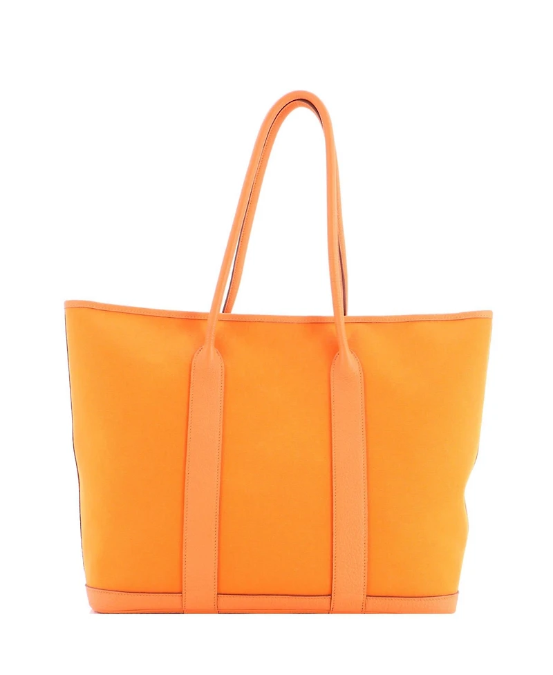 Pre-Owned HERMES 36 Garden Party Zip Tote Toile and Leather