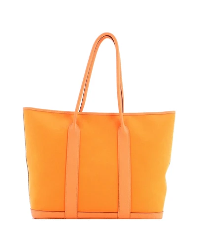 Pre-Owned HERMES 36 Garden Party Zip Tote Toile and Leather
