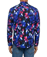 Society of Threads Men's Regular Fit 4-Way Stretch Performance Faded Line Long Sleeve Button Down