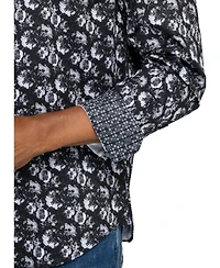 Society of Threads Men's Regular Fit 4-Way Stretch Performance Floral Long Sleeve Button Down