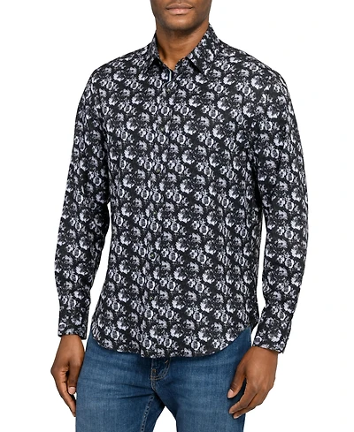 Society of Threads Men's Regular Fit 4-Way Stretch Performance Floral Long Sleeve Button Down