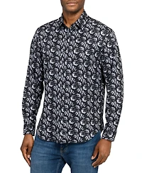 Society of Threads Men's Regular Fit 4-Way Stretch Performance Floral Long Sleeve Button Down