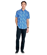 Society of Threads Men's Regular Fit 4-Way Stretch Performance Rustic Paisley Short Sleeve Button Down