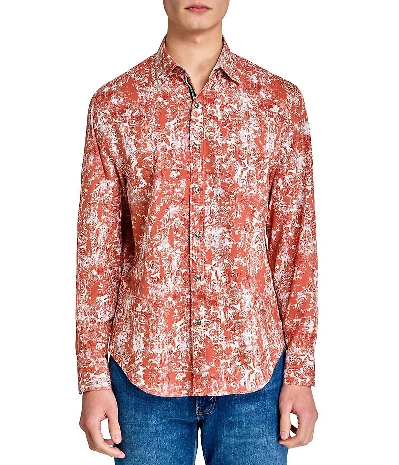 Society of Threads Men's Regular Fit 4-Way Stretch Performance Vibrant Floral Long Sleeve Button Down