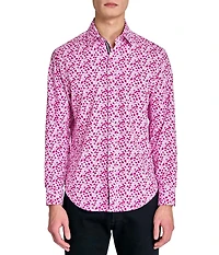 Society of Threads Men's Regular Fit 4-Way Stretch Performance Blushing Long Sleeve Button Down