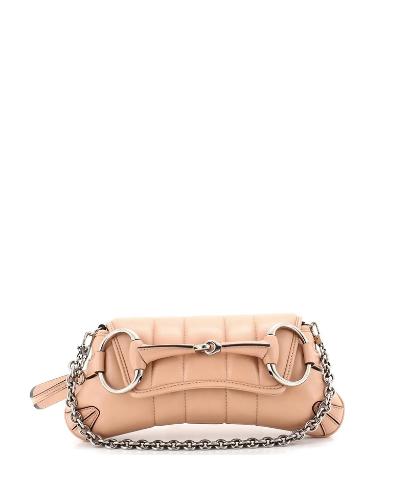 Pre-Owned Gucci Small Horsebit Chain Shoulder Bag Vertical Quilted Leather