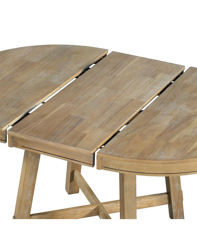 Streamdale Furniture 5-Piece Extendable Round Farmhouse Dining Set with 4 Upholstered Chairs
