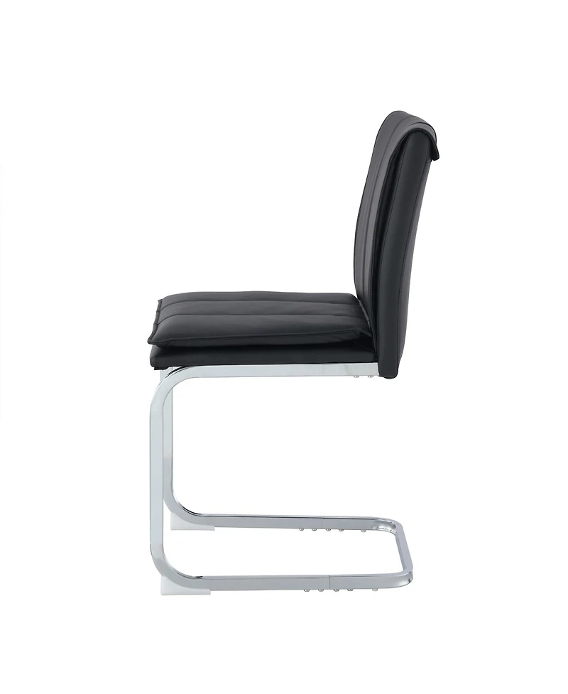 Streamdale Furniture Set of 4 Modern Pu Leather Dining Chairs with Plated Metal Legs