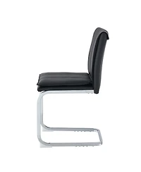 Streamdale Furniture Set of 4 Modern Pu Leather Dining Chairs with Plated Metal Legs