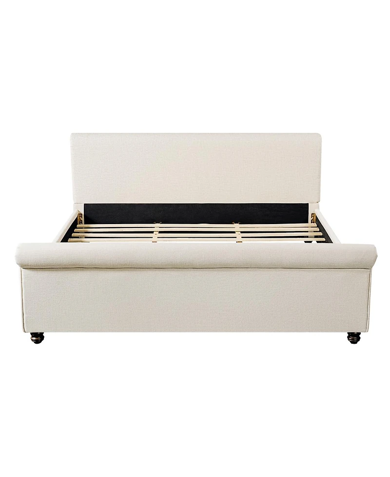 Streamdale Furniture King Size Upholstered Linen Bed Frame with Thick Headboard
