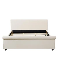 Streamdale Furniture King Size Upholstered Linen Bed Frame with Thick Headboard