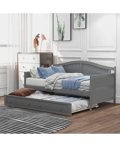 Streamdale Furniture Wooden Daybed with Trundle Bed Sofa Bed for Bedroom Living Room