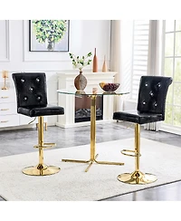 Streamdale Furniture Set of 2 Vintage Crocodile Leather Bar Chairs with Crystal Clasps
