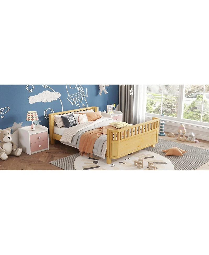 Streamdale Furniture Wood Platform Bed with Rails for Kids