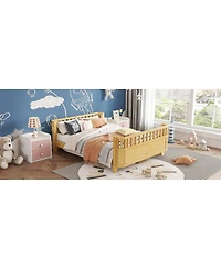 Streamdale Furniture Wood Platform Bed with Rails for Kids