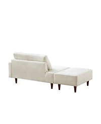 Streamdale Furniture Boucle Indoor Chaise Lounge Chair with Ottoman and 2 Throw Pillows