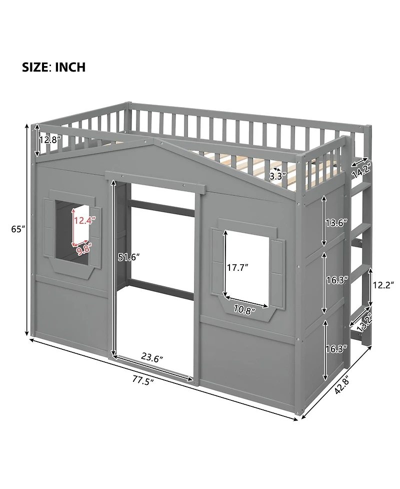 Streamdale Furniture House Loft Bed With Ladder