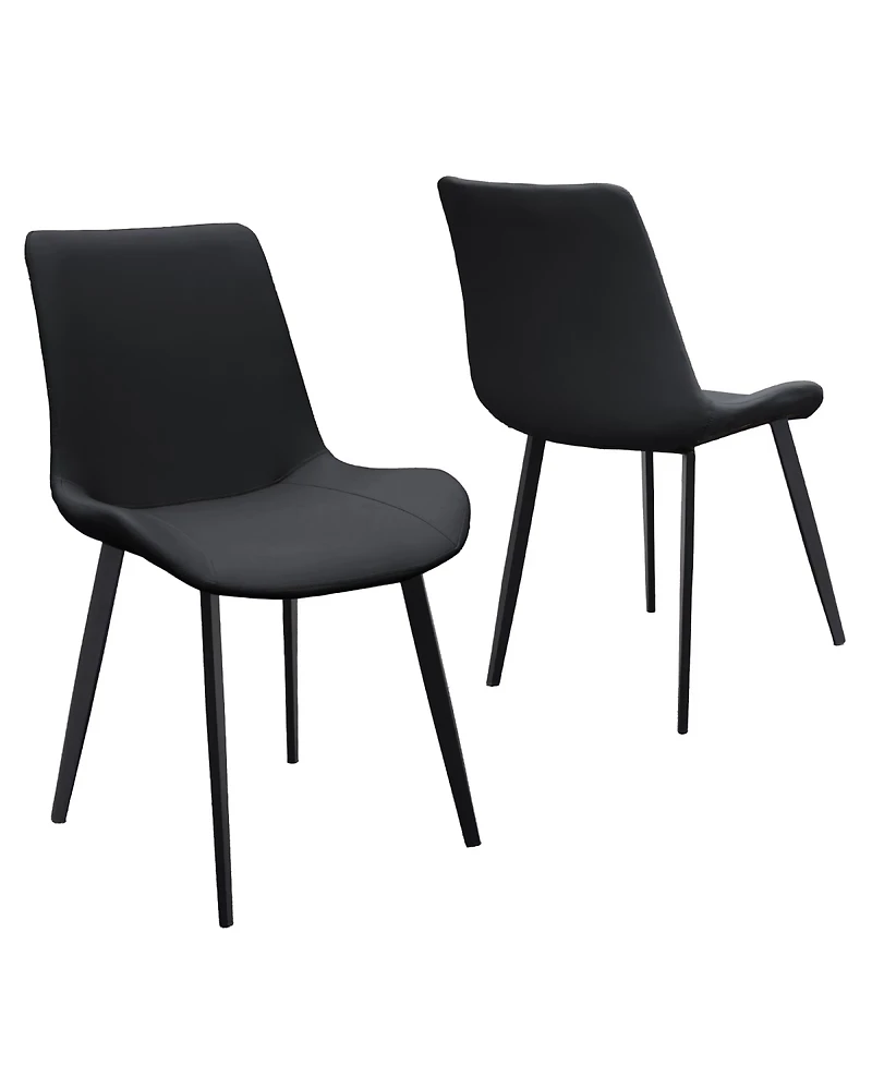 Streamdale Furniture Set of 2 Modern Pu Leather Dining Chairs with Metal Legs