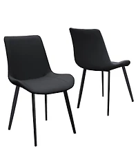 Streamdale Furniture Set of 2 Modern Pu Leather Dining Chairs with Metal Legs