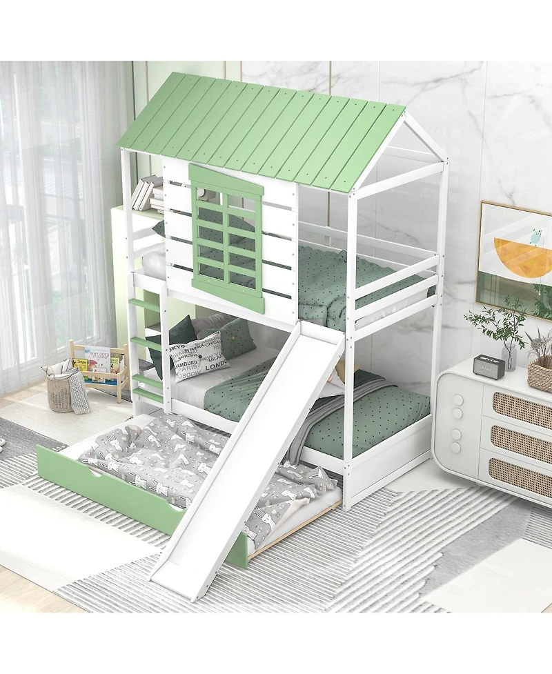 Streamdale Furniture Bunk Bed with Slide and Trundle