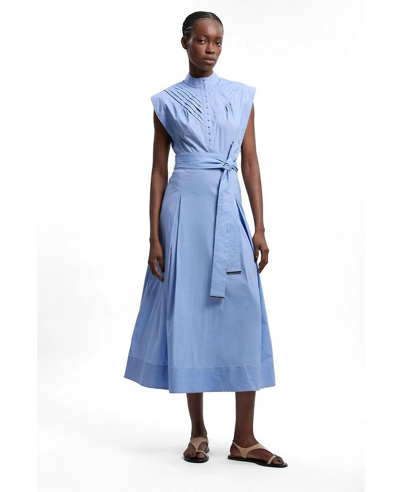Karen Millen Women's Cotton Tie Waist Midi Dress