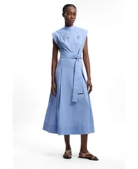 Karen Millen Women's Cotton Tie Waist Midi Dress