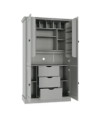 Streamdale Furniture Freestanding Kitchen Pantry Cabinet with 4 Doors 3 Drawers and Wine Racks