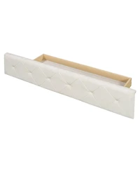 Streamdale Furniture Velvet Upholstered Platform Bed with Storage Drawer and 2 Side Stools