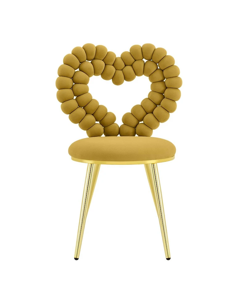 Streamdale Furniture Heart-Shaped Tufted Velvet Accent Chair with Gold Metal Frame