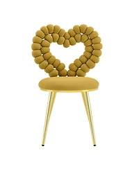 Streamdale Furniture Heart-Shaped Tufted Velvet Accent Chair with Gold Metal Frame
