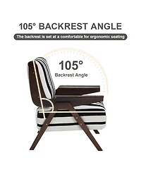 Streamdale Furniture Modern Striped Armchair with Solid Wood Legs (Set of 2
