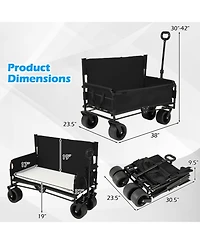 Gouun 2 in 1 Collapsible Beach Wagon and Bench Seat Combo Cart with Side Pockets