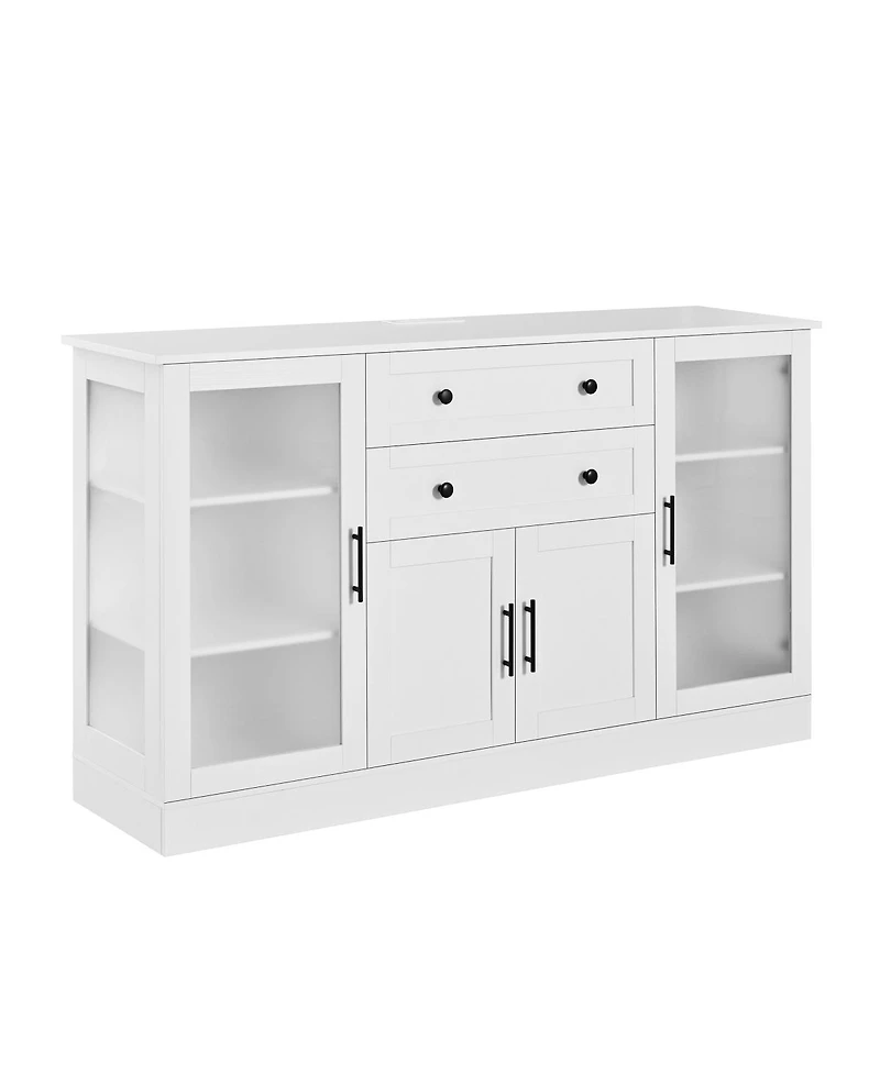 Streamdale Furniture U-Style 58.3'' Modern Buffet Sideboard with 4 Doors 2 Drawers and Power Outlet