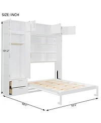 Streamdale Furniture Murphy Bed with Top Cabinet Shelves and Wardrobe