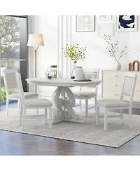 Streamdale Furniture 5-Piece Retro Extendable Dining Set with 4 Upholstered Chairs