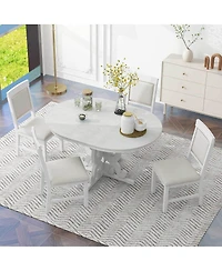 Streamdale Furniture 5-Piece Retro Extendable Dining Set with 4 Upholstered Chairs